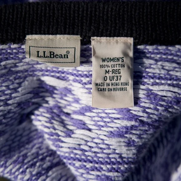 Vintage L.L. Bean 100% Cotton Purple Knitted Fair Isle Nordic Sweater Woman's M - Picture 15 of 15